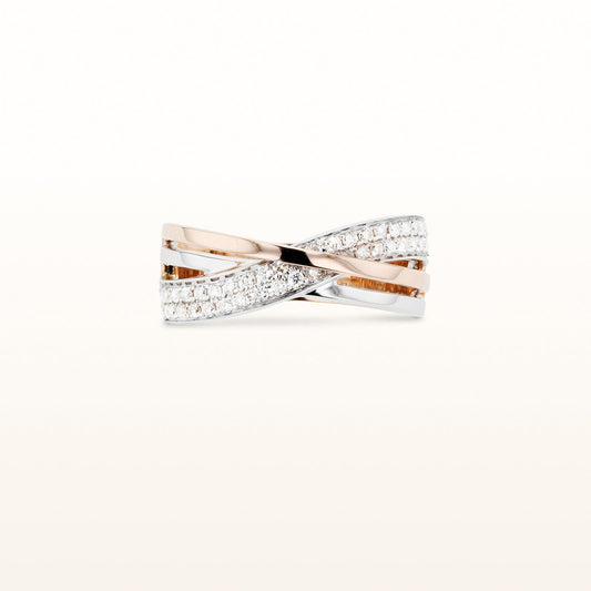 Diamond Crossover Ring in 14kt Rose and White Gold