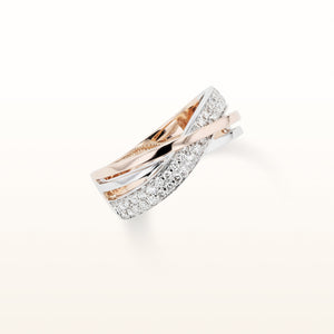 Diamond Crossover Ring in 14K Rose and White Gold