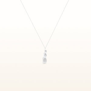 925 Sterling Silver and White Enamel 3-Square Drop Pendant