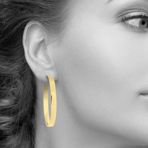 Yellow Gold Plated 925 Sterling Silver Classic Large Hoop Earrings