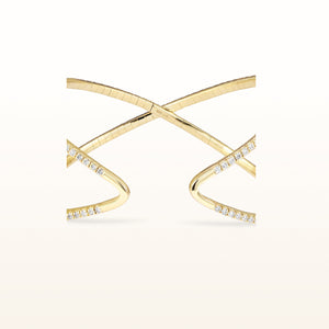 Diamond Crossover Cuff Bracelet in 14kt Yellow Gold