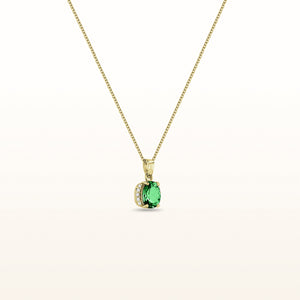Oval Gemstone and Diamond Pendant in 14kt Yellow Gold