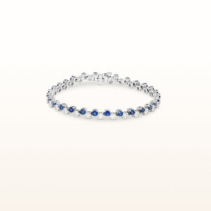 6.87 ctw Round Blue Sapphire and Diamond Zig-Zag Tennis Bracelet in 14kt White Gold