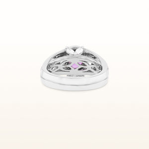One-of-a-Kind Oval Pink Sapphire and Diamond Ring in 18kt White Gold