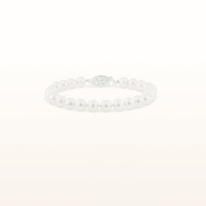 White Cultured Freshwater Pearl Bracelet with Sterling Silver Filigree Clasp