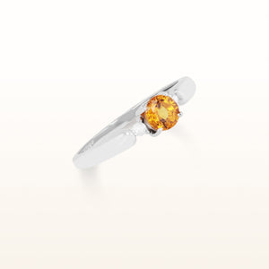 Round Orange Sapphire and Diamond Ring in 14kt White Gold