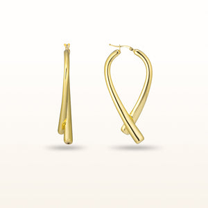Cross-Over Drop Earrings in Yellow Gold Plated 925 Sterling Silver