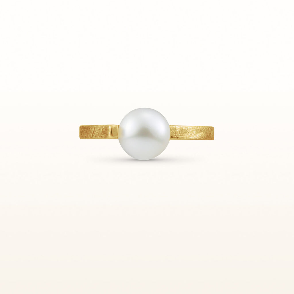 Freshwater Cultured Pearl or Gemstone Bead Point Ring in Yellow Gold P ...