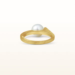 Freshwater Cultured Pearl or Gemstone Bead Point Ring in Yellow Gold Plated 925 Sterling Silver