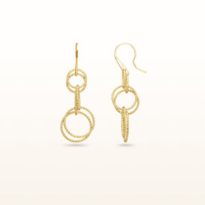 Yellow Gold Plated 925 Sterling Silver Diamond Cut Multi-Link Circle Drop Earrings