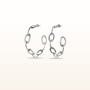 925 Sterling Silver Oval Link Hoop Earrings