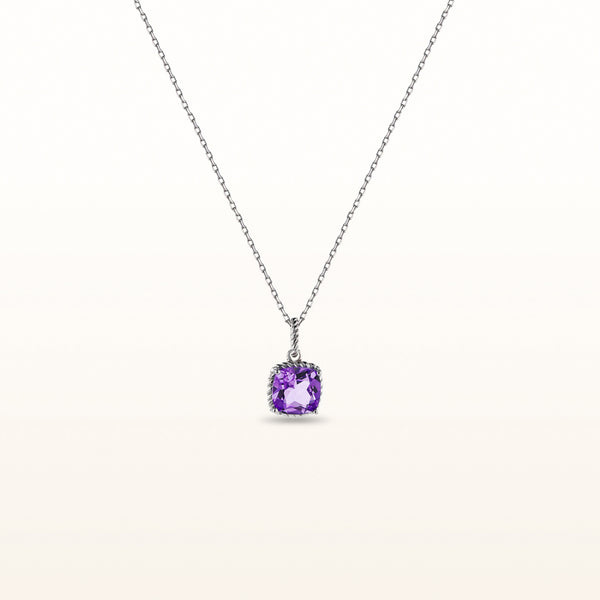 Cushion Cut Gemstone Cable Stye Pendant in 925 Sterling Silver