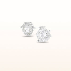 3.00 ctw Martini Style Round Diamond Stud Earrings in 18kt White Gold