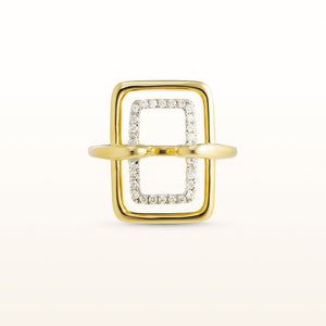 Open Rectangle Diamond Ring in 14kt Yellow Gold
