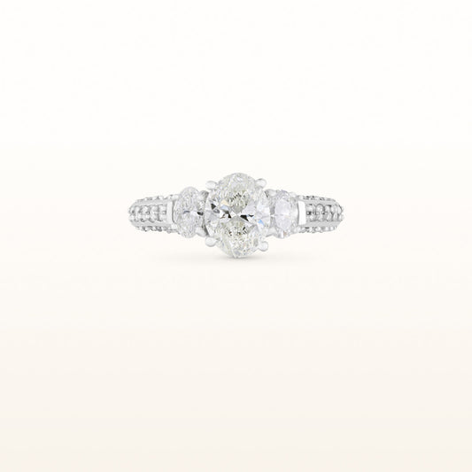 2.36 ctw Oval Three-Stone Diamond Ring in 18kt White Gold