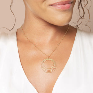 Multi-Circle Pendant in Yellow Gold Plated 925 Sterling Silver