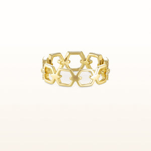 Hexagon Link Diamond Ring in 14kt Yellow or White Gold