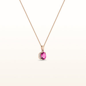 Oval Gemstone and Diamond Pendant in 14kt Rose Gold