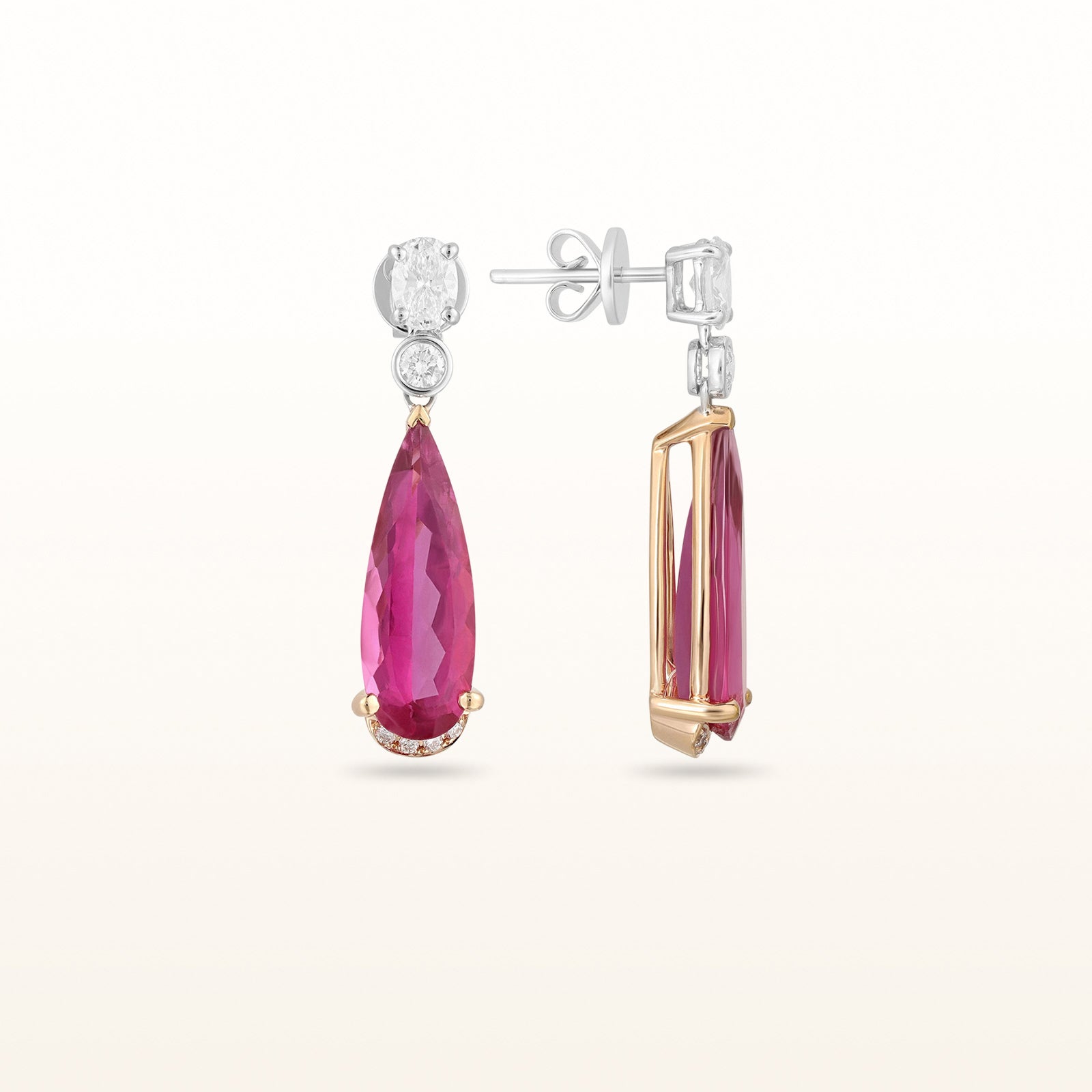 8.52 ctw Rubellite and Diamond Drop Earrings in 18kt Rose and White Gold