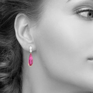 8.52 ctw Rubellite and Diamond Drop Earrings in 18kt Rose and White Gold