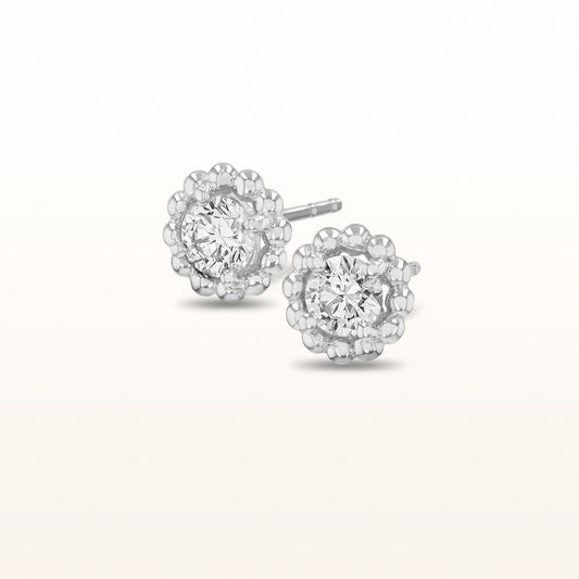 0.50 ctw Round Diamond Beaded Halo Stud Earrings in Minneapolis