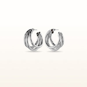 925 Sterling Silver Triple Tube Hoop Earrings