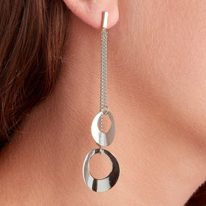 Sterling Silver 2 Tiered Open Disc Drop Style Earrings