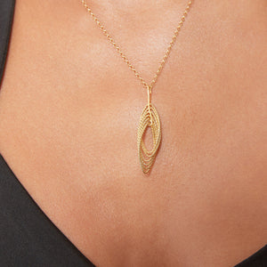 Yellow Gold Plated 925 Sterling Silver Marquise Shaped Pendant