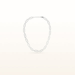 Alternating Link Paperclip Necklace in 925 Sterling Silver