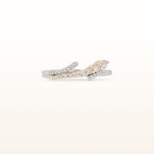 Round Diamond Bypass Ring in 14K White and Yellow Gold