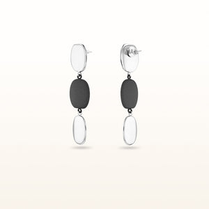 925 Sterling Silver and Rubber Flat Pebble Drop Earrings