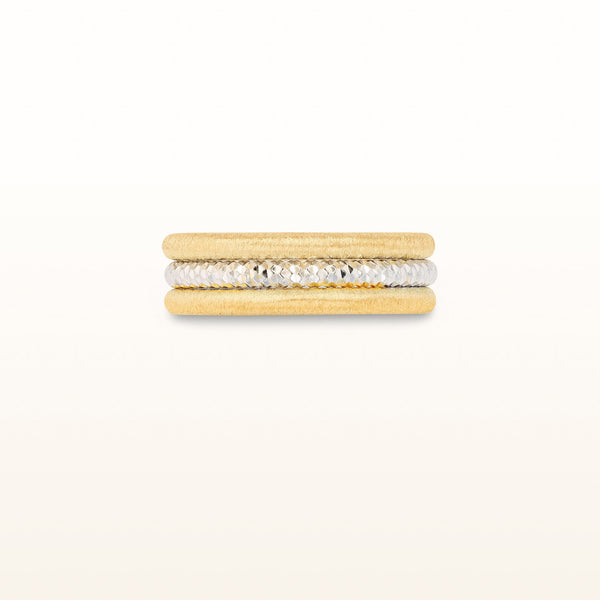 Two-Tone 925 Sterling Silver Triple Row Ring