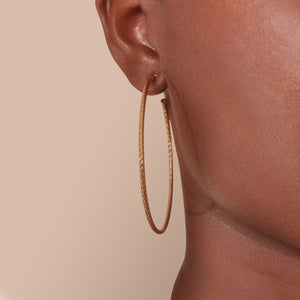 Yellow Gold Plated 925 Sterling Silver 2.5-Inch Diamond Cut Hoop Earrings