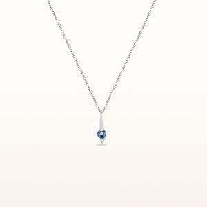 Round Sapphire Vertical Bar Pendant with Diamond Accent