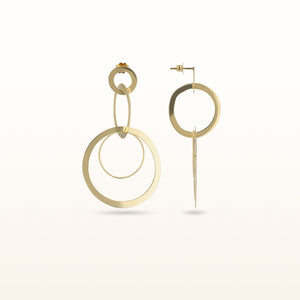Yellow Gold Plated 925 Sterling Silver Multi-Circle Dangle Earrings