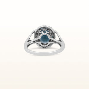 Oval Gemstone and Diamond Halo Split Shank Ring in 925 Sterling Silver