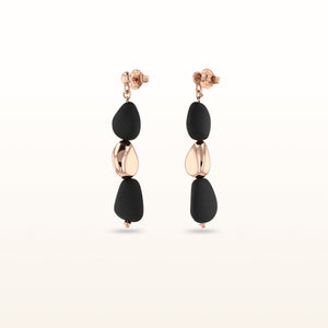 Rose Gold Plated 925 Sterling Silver and Rubber Pebble Drop Earrings