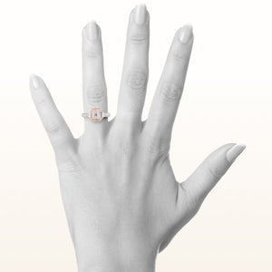 1.53 ctw Emerald Cut Diamond and Pink Diamond Halo Ring in Platinum and 18kt Rose Gold