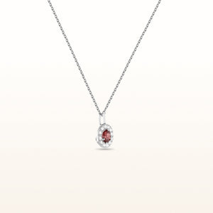 Round 4.2 mm Ruby and Diamond Margarita Halo Pendant in 14kt White Gold