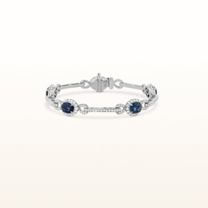 9.40 ctw Oval Blue Sapphire and Diamond Bracelet in 18kt White Gold