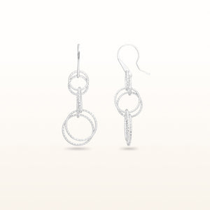 925 Sterling Silver Diamond Cut Multi-Link Circle Drop Earrings