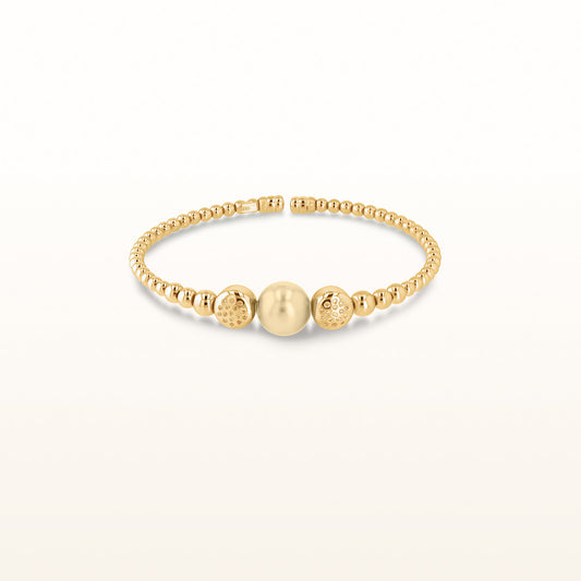 Cultured Golden South Sea Pearl and Diamond Flexible Beaded Cuff Bracelet in 18kt Yellow Gold