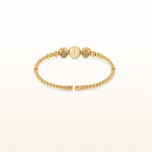 Cultured Golden South Sea Pearl and Diamond Flexible Beaded Cuff Bracelet in 18kt Yellow Gold