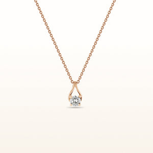 0.25 carat Round Diamond Wishbone Pendant in 14kt Rose Gold