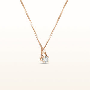 Round Diamond Wishbone Pendant in 14kt Rose Gold