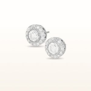 Round Diamond Halo Earrings in 14kt White Gold