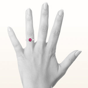 Oval Rubellite and Diamond Ring in 14kt White Gold