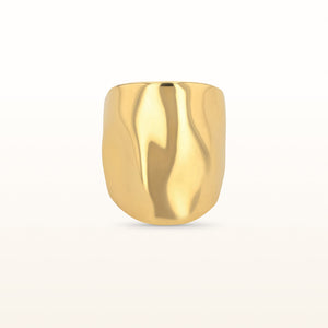 Yellow Gold Plated 925 Sterling Silver Wavy High Polish Finish Wide Fashion Ring