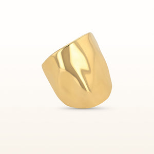 Yellow Gold Plated 925 Sterling Silver Wavy High Polish Finish Wide Fashion Ring