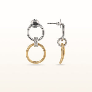 Two-Tone 925 Sterling Silver Circle Drop Earrings